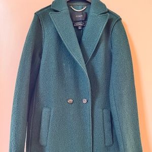 J Crew - Italian Boiled Wool Hunter Green Coat - Size 0